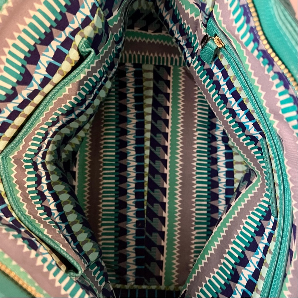 Vera Bradley Teal Pebbled Leather Tote - Picture 7 of 11